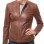 Women's Valeria Luxury Mahogany Brown Leather Biker Jacket - Slim Fit Genuine Sheepskin Cafe Racer Moto Coat with Snap Band Collar