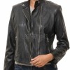 Women's Nocturne Luxury Black Leather Biker Jacket - Slim Fit Genuine Lambskin Asymmetrical Motorcycle Moto Side-Zip Coat