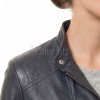 Women's Avalon Luxury Navy Blue Leather Biker Jacket - Slim Fit Genuine Lambskin Asymmetrical Motorcycle Moto Side-Zip Coat