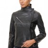 Women's Vortex Luxury Black Leather Biker Jacket - Slim Fit Genuine Sheepskin Asymmetrical Motorcycle Moto Side-Zip Coat