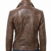 Women's Sovereign Sienna Brown Leather Biker Jacket - Slim Fit Genuine Sheepskin Asymmetrical Funnel-Neck Motorcycle Moto jacket