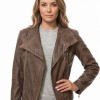 Women's Sovereign Sienna Brown Leather Biker Jacket - Slim Fit Genuine Sheepskin Asymmetrical Funnel-Neck Motorcycle Moto jacket
