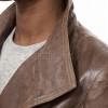 Women's Sovereign Sienna Brown Leather Biker Jacket - Slim Fit Genuine Sheepskin Asymmetrical Funnel-Neck Motorcycle Moto jacket