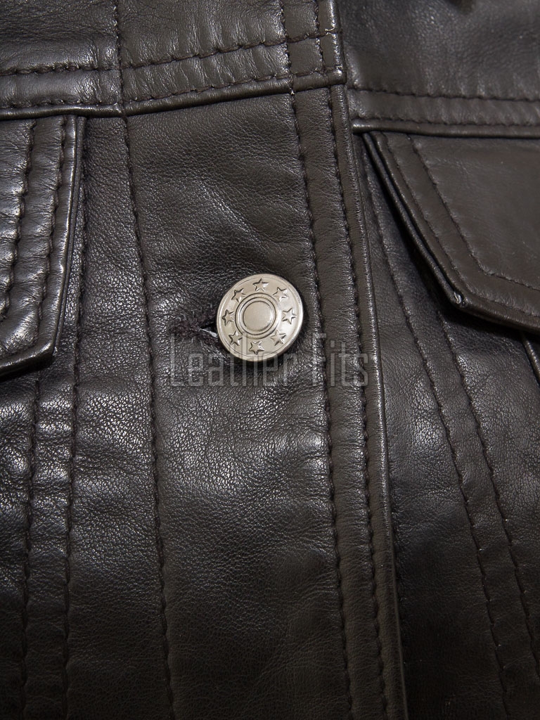 Women's Sumptuous Onyx Black Leather Trucker Jacket - Slim Fit Genuine Lambskin Button-Front Utility Rider Moto Style