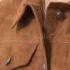 Elite Tan Brown Suede Trucker Jacket - Slim Fit Genuine Leather Button-Front Classic Western Style Rider Jacket