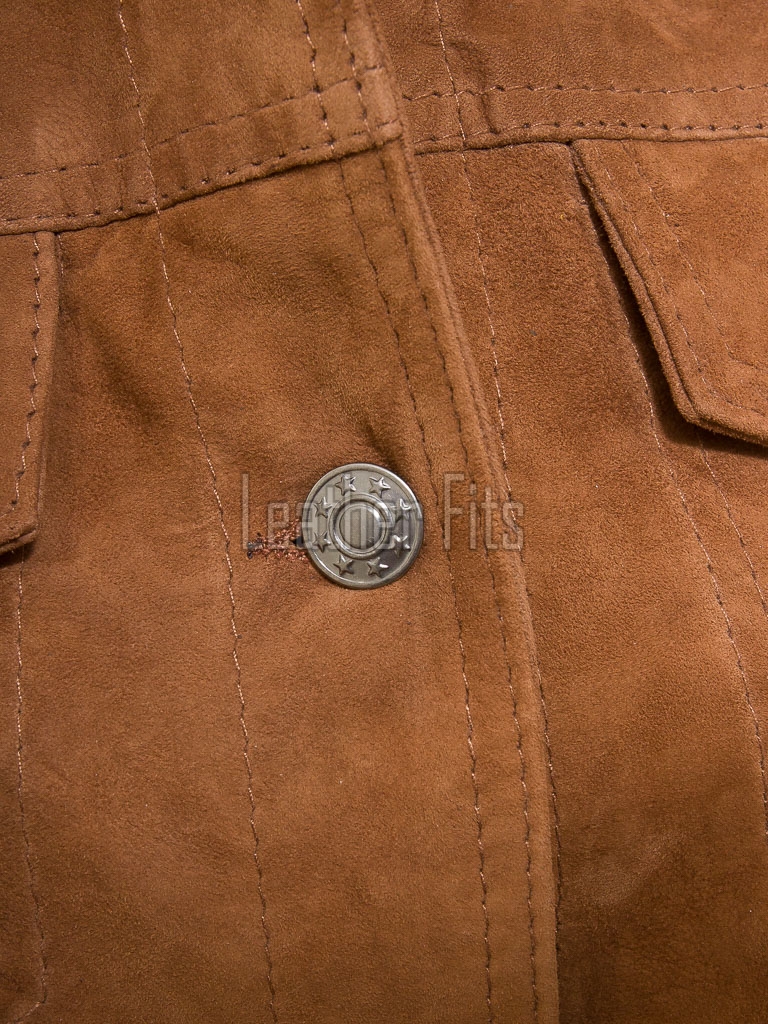 Elite Tan Brown Suede Trucker Jacket - Slim Fit Genuine Leather Button-Front Classic Western Style Rider Jacket