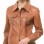 Pristine Cognac Tan Soft Lambskin Leather Trucker Jacket - Feminine Fit Western Style Button-Down Classic Outerwear