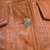 Pristine Cognac Tan Soft Lambskin Leather Trucker Jacket - Feminine Fit Western Style Button-Down Classic Outerwear