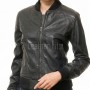 Sovereign Midnight Black Lambskin Bomber Jacket - Feminine Fit Sporty Ribbed Collar Classic Heritage Leather Air Force Style Rider Apparel