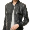 Sovereign Midnight Black Lambskin Bomber Jacket - Feminine Fit Sporty Ribbed Collar Classic Heritage Leather Air Force Style Rider Apparel