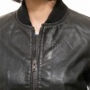 Sovereign Midnight Black Lambskin Bomber Jacket - Feminine Fit Sporty Ribbed Collar Classic Heritage Leather Air Force Style Rider Apparel