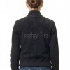 Majestic Charcoal Black Suede Bomber Jacket - Feminine Fit Sporty Ribbed Collar Classic Heritage Leather Air Force Style Rider Apparel
