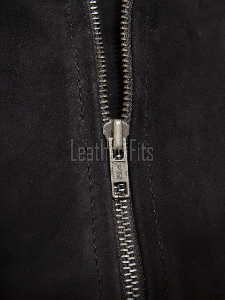 Majestic Charcoal Black Suede Bomber Jacket - Feminine Fit Sporty Ribbed Collar Classic Heritage Leather Air Force Style Rider Apparel