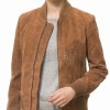 Prestige Tobacco Brown Suede Bomber Jacket - Feminine Fit Sporty Ribbed Collar Classic Heritage Leather Air Force Style Rider Apparel