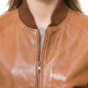 Sumptuous Cognac Tan Lambskin Bomber Jacket - Tailored Ribbed Trim Slim Fit Classic Women's Genuine Leather Air Force Style Aviators Apparel