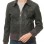 Regal Distressed Charcoal Leather Bomber Jacket - Feminine Fold Collar Snap Chest Pocket Ribbed Knit Waist Vintage Flight Sporty Rider Garment