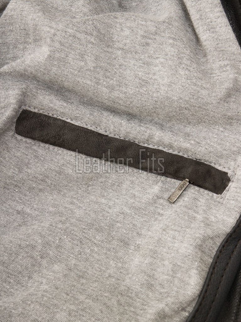 Regal Distressed Charcoal Leather Bomber Jacket - Feminine Fold Collar Snap Chest Pocket Ribbed Knit Waist Vintage Flight Sporty Rider Garment