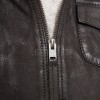 Sovereign Washed Black Leather Bomber Jacket - Women's Retro Fold Collar Utility Pocket Ribbed Knit Trim Sporty Heritage Aviator Apparel