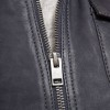 Pristine Navy Blue Leather Bomber Jacket - Women's Classic Fold Collar Utility Pocket Ribbed Knit Trim Sporty Heritage Aviators Apparel