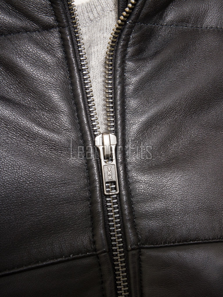 Opulent Black Leather Puffer Jacket - Detachable Hooded Quilted Panels Classic Winter Streetwear Women's High Stand Collar Premium Outerwear