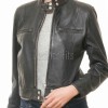 Elite Cafe Racer Black Leather Moto Jacket - Women's Snap Collar Dual Zip Chest Pockets Slim Fit Fitted Heritage Streetwear Outerwear Piece!