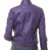Sovereign Purple Leather Moto Jacket - Women's Snap Collar Dual Zip Chest Pockets Slim Fit Fitted Heritage Streetwear Outerwear Piece!
