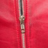Majestic Red Leather Moto Jacket - Women's Snap Collar Dual Zip Chest Pockets Slim Fit Fitted Heritage Streetwear Outerwear Premium Piece