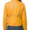 Mustard Yellow Leather Moto Jacket - Women's Snap Collar Dual Zip Chest Pockets Slim Fit Fitted Heritage Streetwear Outerwear