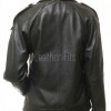 Black Leather Trench Style Moto Jacket - Women's Double Breasted Wide Lapels Epaulets Raglan Sleeves Classic Heritage Outerwear