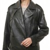 Black Leather Trench Style Moto Jacket - Women's Double Breasted Wide Lapels Epaulets Raglan Sleeves Classic Heritage Outerwear