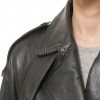 Black Leather Trench Style Moto Jacket - Women's Double Breasted Wide Lapels Epaulets Raglan Sleeves Classic Heritage Outerwear