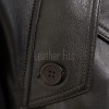 Black Leather Trench Style Moto Jacket - Women's Double Breasted Wide Lapels Epaulets Raglan Sleeves Classic Heritage Outerwear