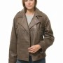 Brown Leather Trench Style Moto Jacket - Women's Double Breasted Wide Lapels Epaulets Raglan Sleeves Classic Heritage Outerwear