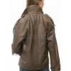 Brown Leather Trench Style Moto Jacket - Women's Double Breasted Wide Lapels Epaulets Raglan Sleeves Classic Heritage Outerwear