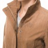 Elite Camel Brown Suede Moto Jacket - Women's High Funnel Collar Hidden Zip Snap Button Placket Slim Fit Minimalist Premium Outerwear