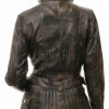 Distressed Dark Brown Leather Moto Jacket - Women's Asymmetrical Zip Hardware Belted Slim Fit Asymmetrical Premium Outerwear