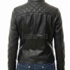 Women's Summit Luxury Black Leather Biker Jacket - Slim Fit Diamond Quilted Genuine Lambskin Classic Cafe Racer Chic Moto Coat