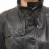 Majestic Onyx Black Leather Trench Coat - Women's High Funnel Neck Button Closure Belted Longline Slim Fit Premium Classic Outerwear