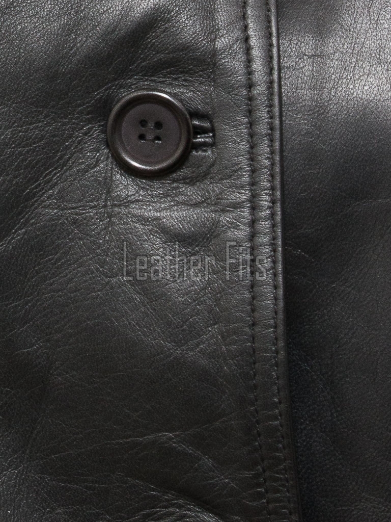 Majestic Onyx Black Leather Trench Coat - Women's High Funnel Neck Button Closure Belted Longline Slim Fit Premium Classic Outerwear