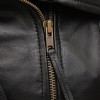 Espresso Black Leather Overcoat - Women's Off Center Zip High Collar Belted Longline Military Style Epaulets Premium Tailored Piece