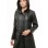 Elite Onyx Black Leather Longline Coat - Women's Hooded Central Zip Multi Pocket Trench Style Mid Length Slim Fit Premium Classic Overcoat