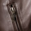 Cocoa Brown Leather Longline Coat - Women's High Funnel Neck Hidden Zip Multi Pocket Trench Style Mid Length Slim Fit Overcoat