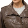 Majestic Umber Brown Leather Trench Overcoat - Women's Belted Zip Front Slim Fit Mid Length Military Style Premium Grade Classic Outerwear