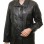 Onyx Black Leather Longline Coat - Women's Intricate Woven Detail Button Front Classic Collar Mid Length Fitted Premium Overcoat