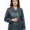 Teal Blue Leather Longline Coat - Women's Handcrafted Woven Detail Button Front Classic Collar Mid Length Fitted Premium Overcoat