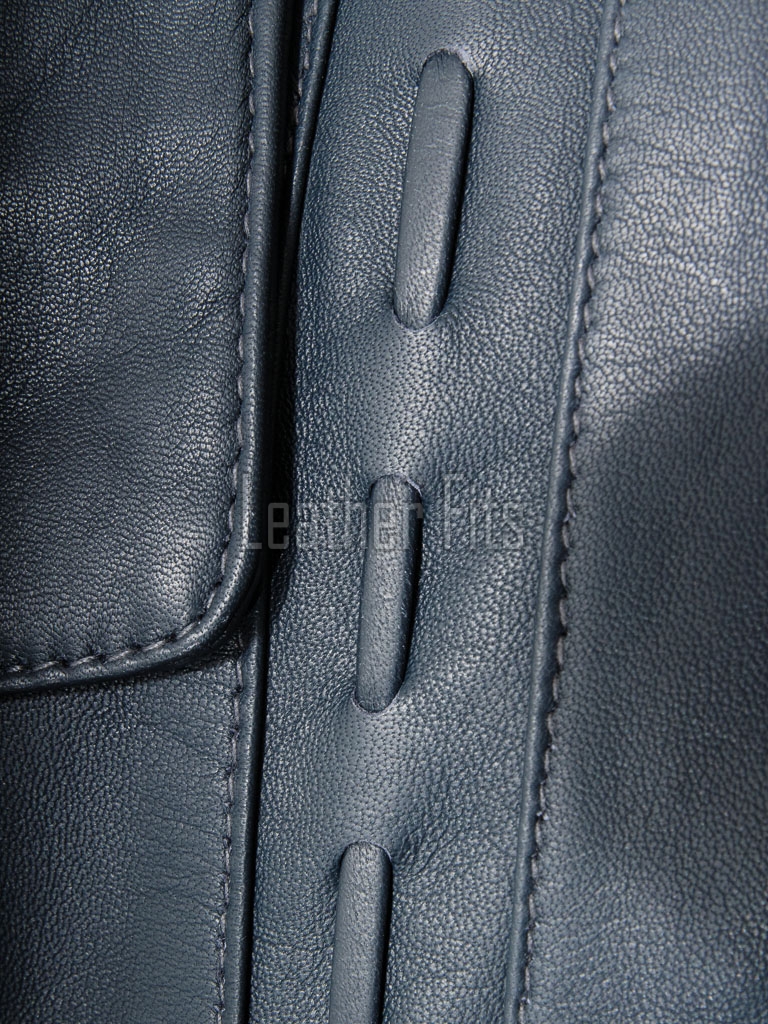 Teal Blue Leather Longline Coat - Women's Handcrafted Woven Detail Button Front Classic Collar Mid Length Fitted Premium Overcoat