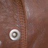 Chestnut Brown Leather Longline Coat - Women's Belted Zip Front High Funnel Collar Mid Length Slim Fit Premium Classic Tailored Coat.