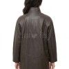 Beautiful Cocoa Brown Leather Longline Coat - Women's High Funnel Neck Button Placket Flared Panel Mid Length Premium Fitted Winter Overcoat