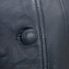 Elegant Steel Blue Leather Longline Coat - Women's High Funnel Neck Button Placket Flared Panel Mid Length Premium Fitted Winter Overcoat
