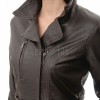 Espresso Brown Leather Long Trench Coat - Women's Off Center Asymmetric Zip Flared Waist Belted Premium Fitted Winter Overcoat